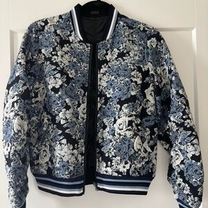 Blank NYC Womens Reversible Floral Bomber Jacket